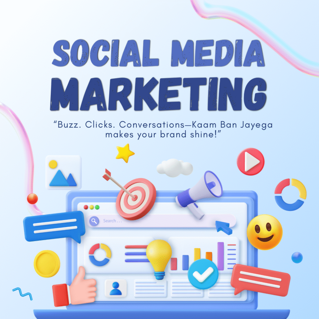 Blue and Pink Illustrative 3D Social Media Marketing Instagram Post