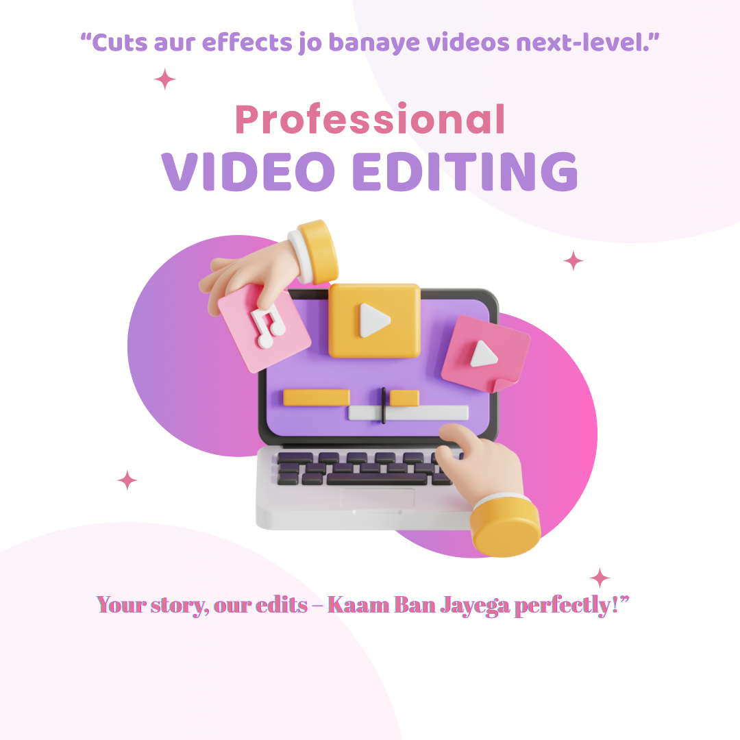 Pink and Purple Playful Video Editing Service Promotion Instagram Post (1080 x 1080 px) - 1