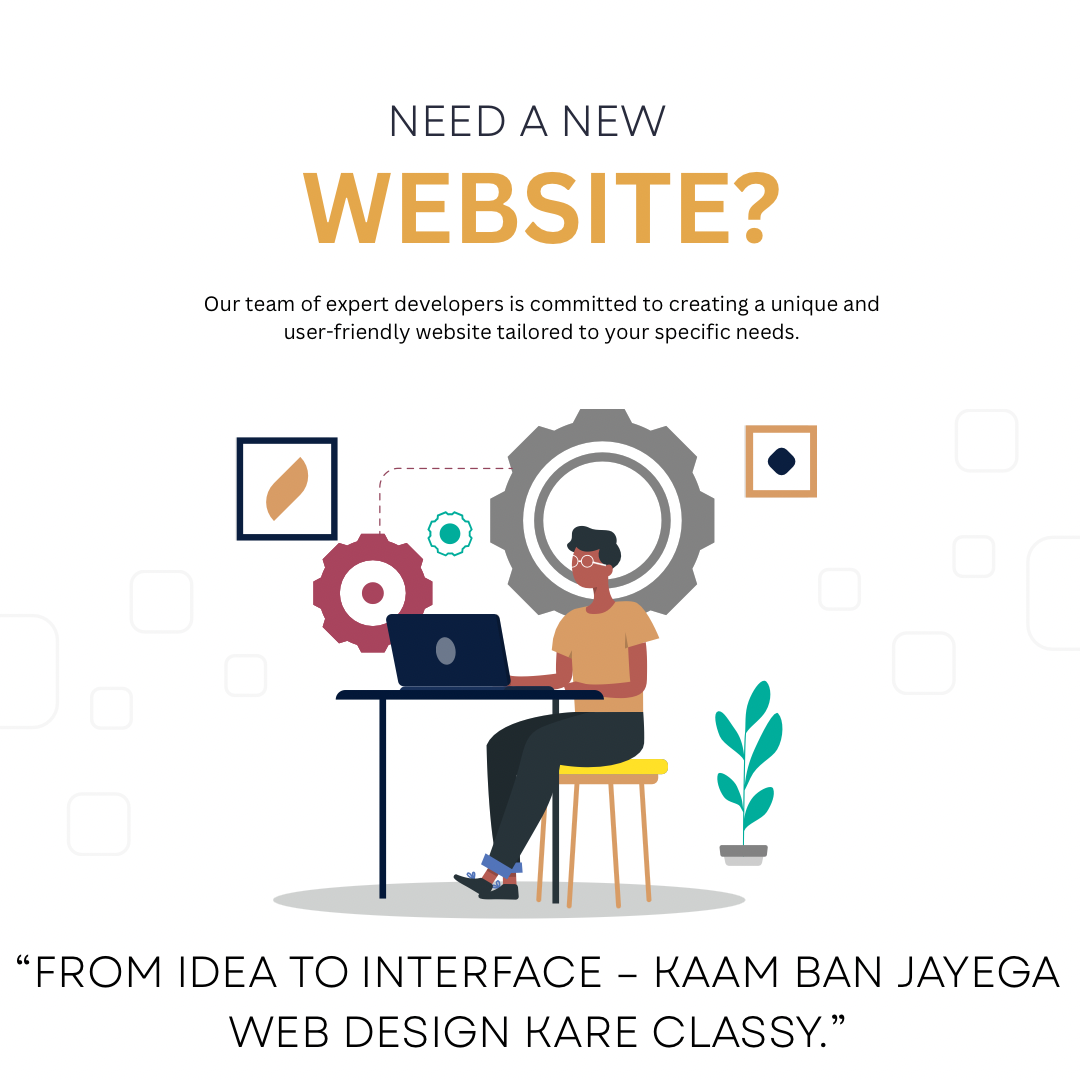 Yellow and Black Illustration Website Design Social Media Graphic